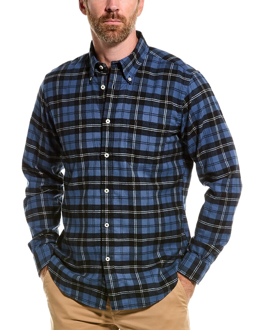 Brooks Brothers Regent Flannel Button Down Shirt Blue Plaid Large
