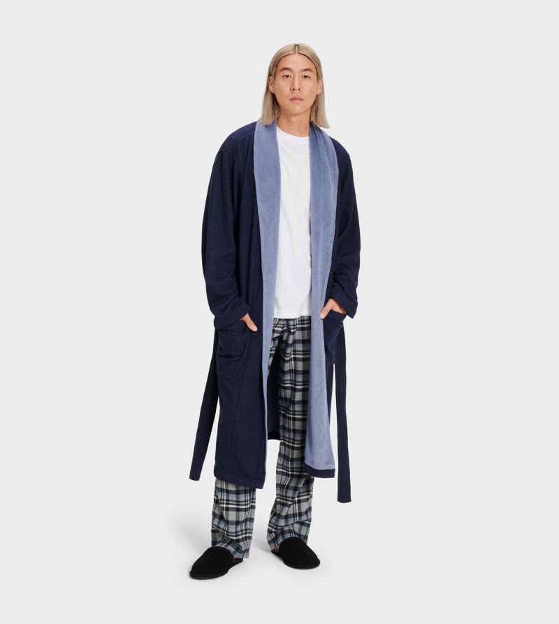 Ugg Mens Regular fit Fleece Robe XL/XXL Navy Blue Heather