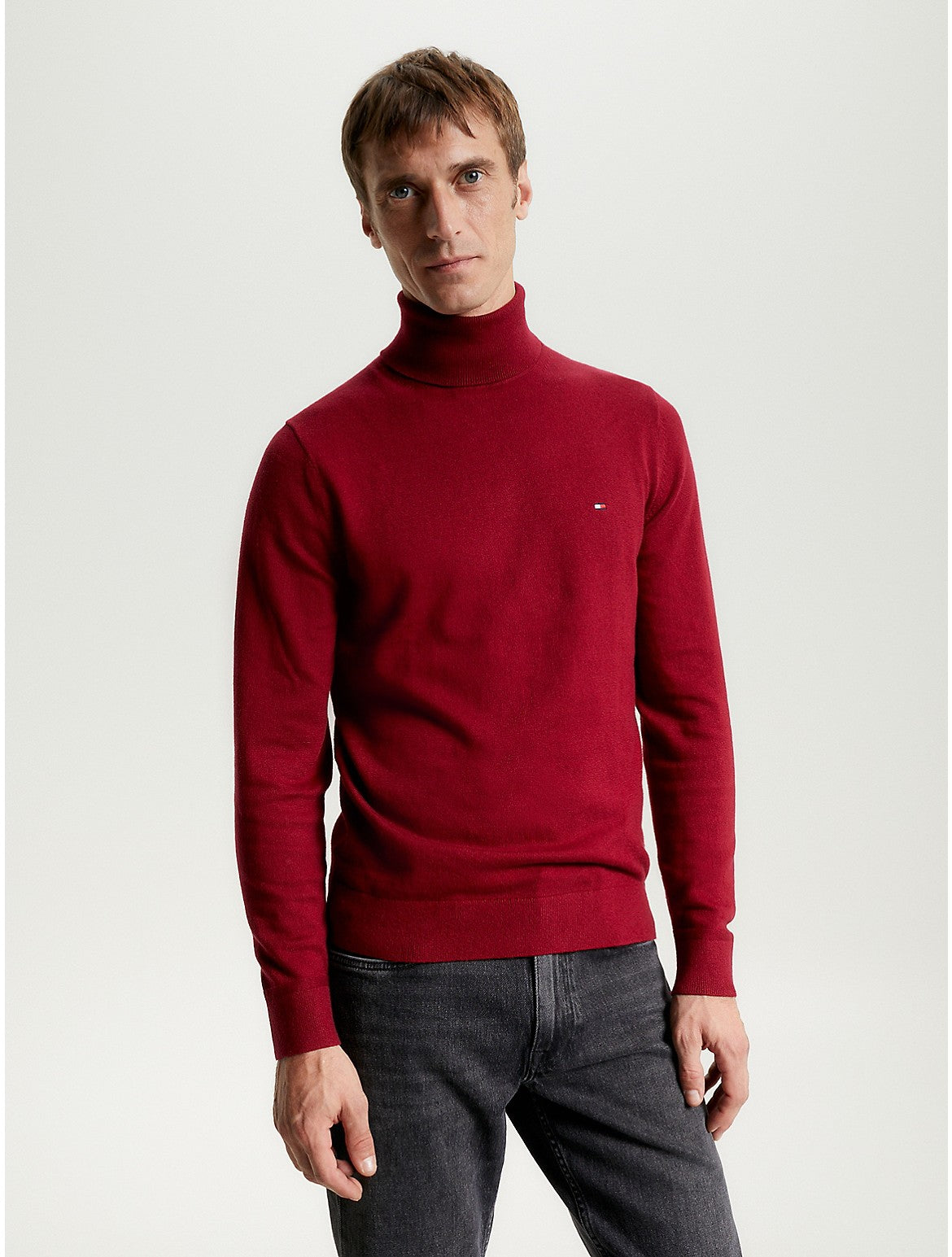 Tommy Hilfiger Men's Regular Fit Turtleneck Sweater Red Large