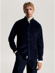 Tommy Hilfiger Men's Regular Fit Flex Corduroy Button Up Shirt Blue XL