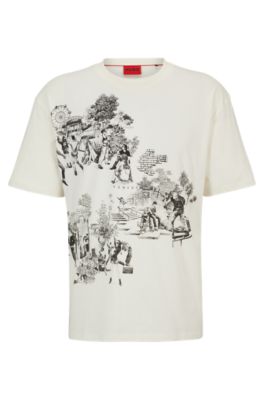 HUGO BOSS Men's Doule Graphic Short Sleeve T Shirt White Large