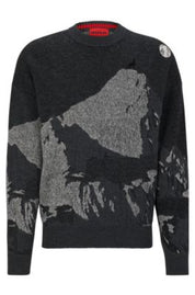 Hugo Boss Mens Oversize fit Wool Blend Sweater XXL 2XL Dark Grey