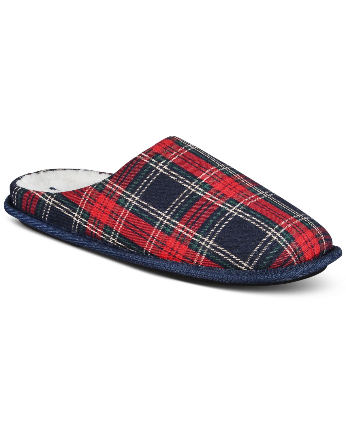 Club Room Mens Jake Plaid Slippers Red Blue Medium 8 to 9