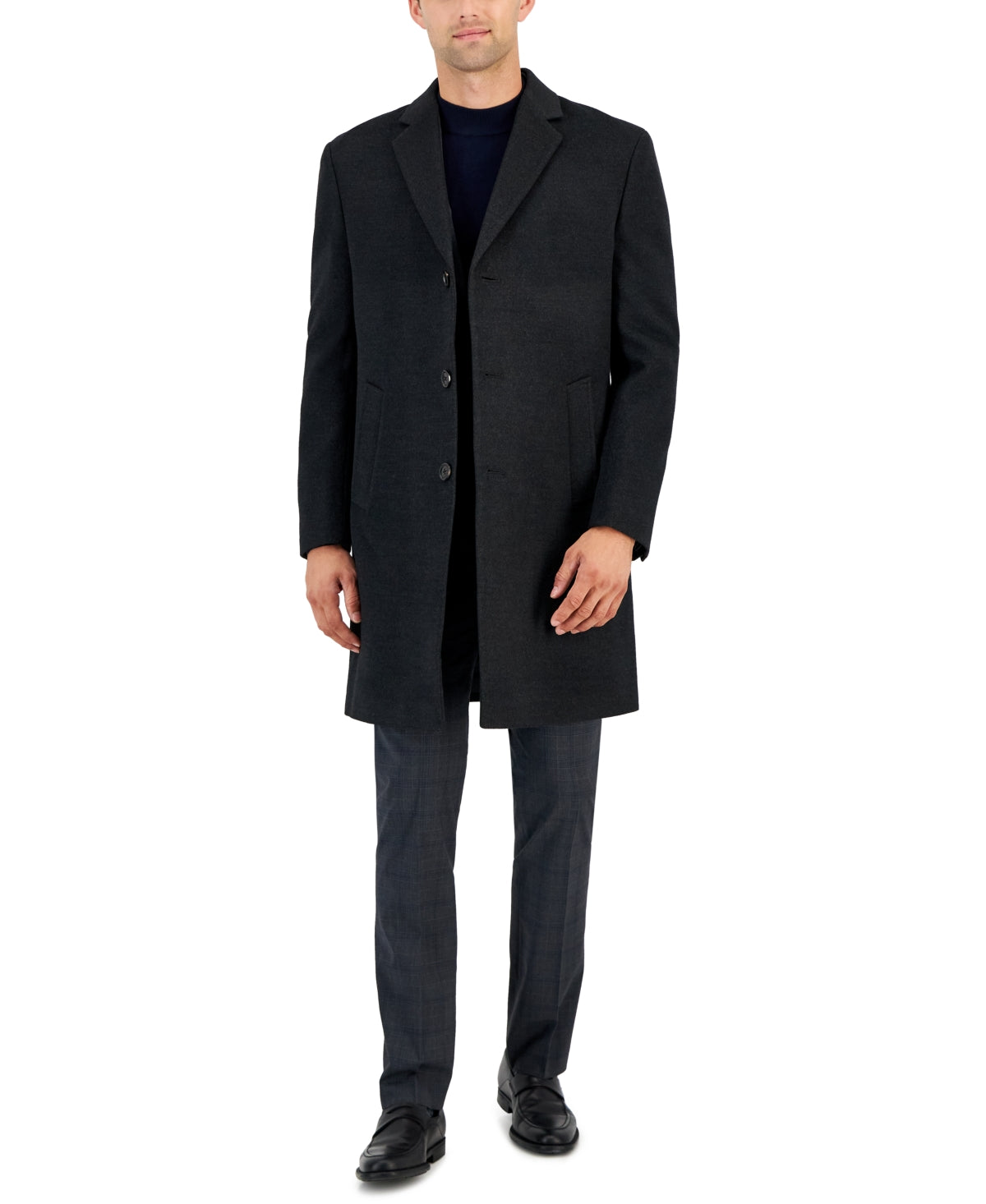 Kenneth Cole Mens Classic fit Overcoat Coat 42 R Grey Solid