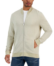 Alfani Mens Zip Front Sweater Jacket Coat Twill Combo Beige 3XL