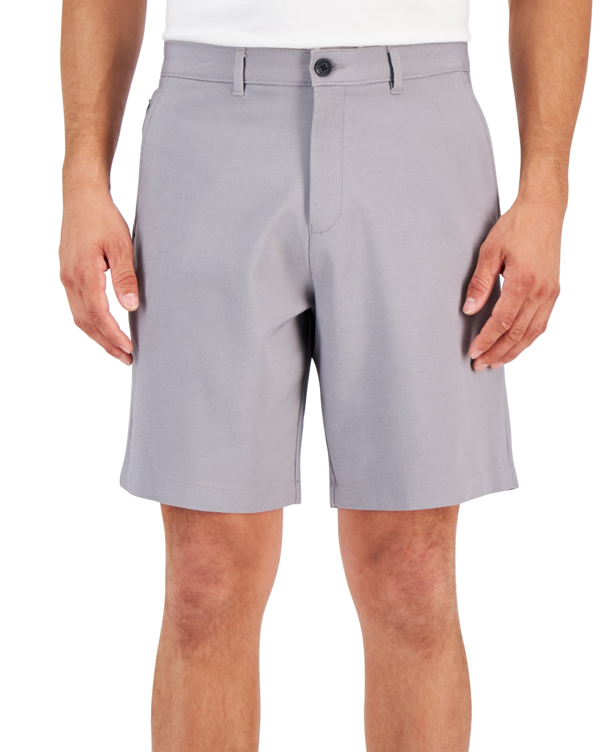 Alfani Mens Regular fit Casual Shorts 34 Grey Solid