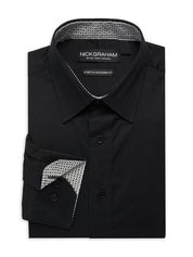 Nick Graham Mens Modern fit Dress Shirt Medium 15.5 in 34-35 Black Solid