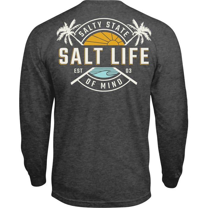 Salt Life Mens First Light Long Sleeve Graphic Crewneck T Shirt Heather Grey XL