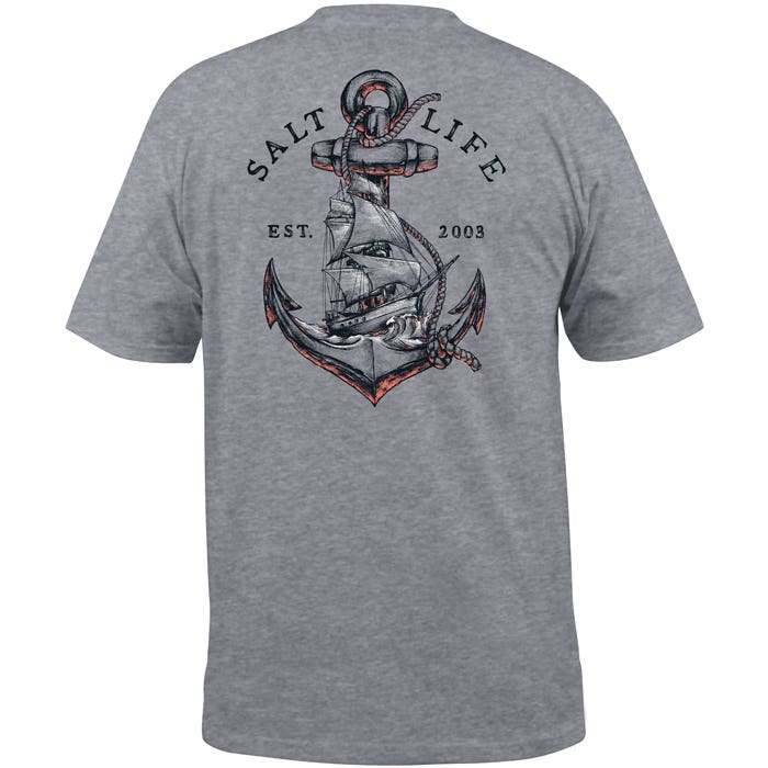 Salt Life Mens Regular fit Short Sleeve Graphic T-Shirt Shirt Small Grey Solid