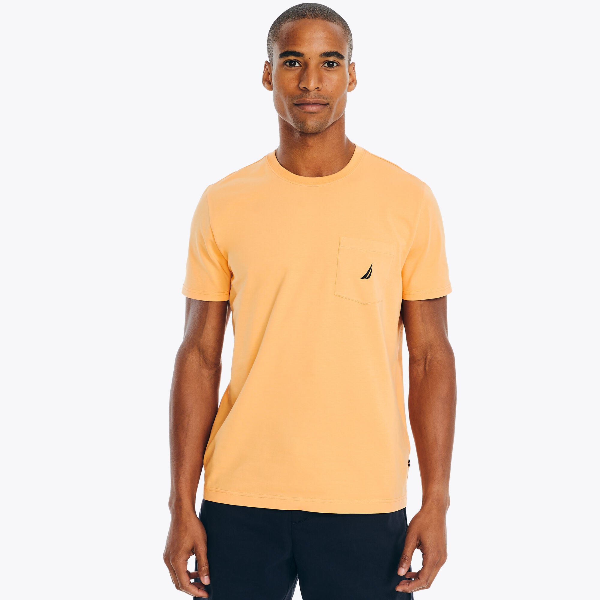 Nautica Mens Regular fit Short Sleeve T-Shirt Shirt Medium Orange Solid