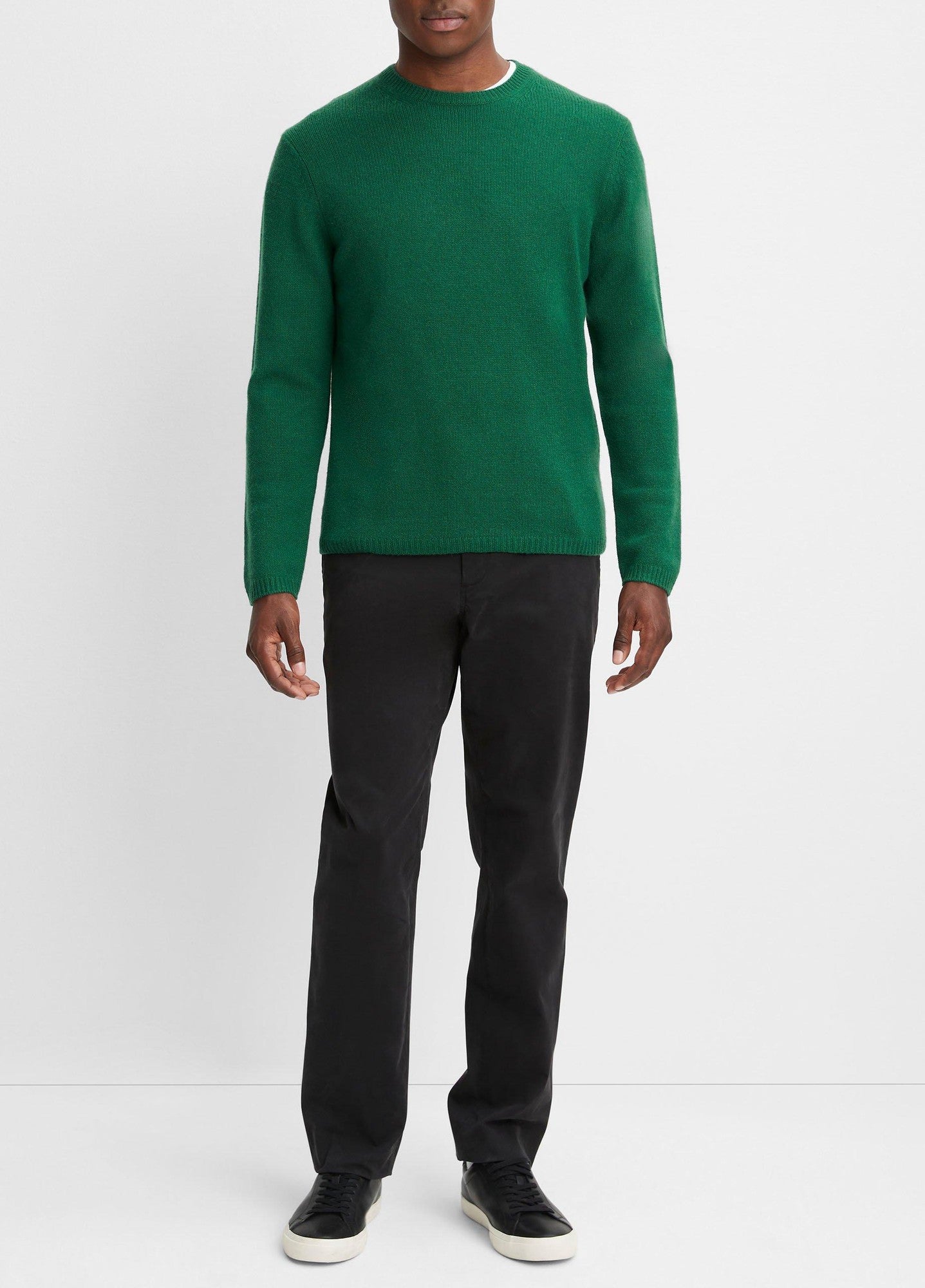 Vince Mens Classic fit Long Sleeve Crewneck Sweater XL Crew Neck Green Solid