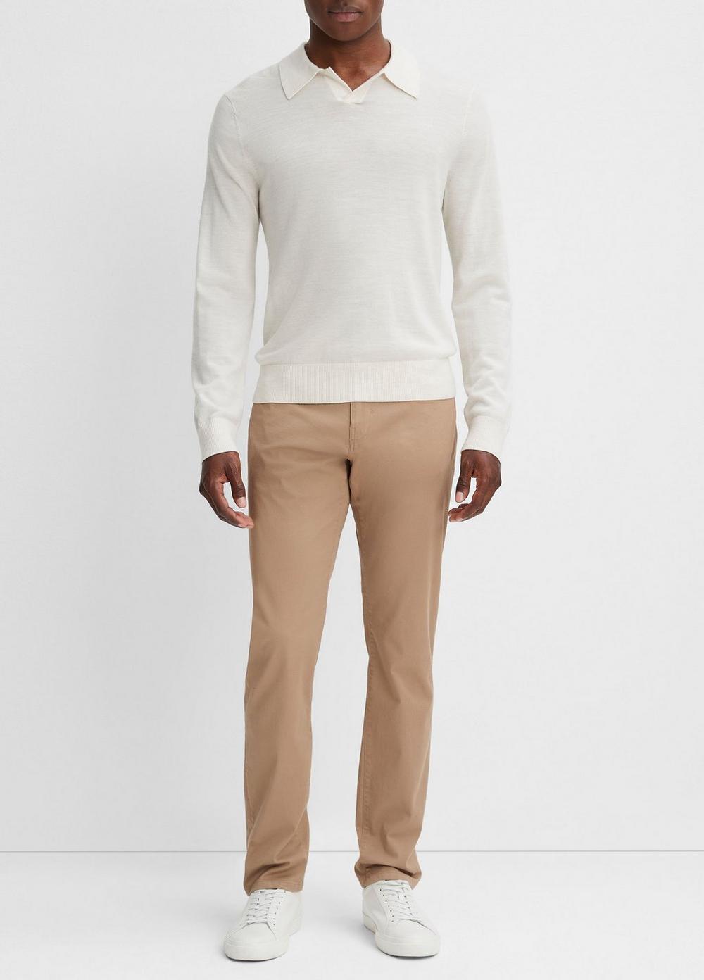 Vince Mens Regular fit Long Sleeve Casual Sweater Medium Collared White Solid