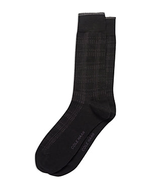 Cole Haan Cotton Blend Plaid Dress Crew Socks