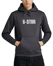 G-Star RAW Men's Logo Hoodie Sweatshirt XL Black Shadow Made in Italy