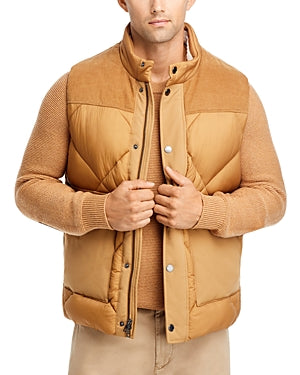 Michael Kors Mens Regular fit Quilted Corduroy Vest Large Brown Solid