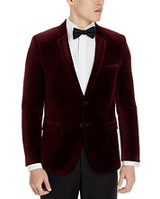 Hugo Boss Mens Arti Velvet Extra Slim Fit Blazer Sport Coat Burgundy Red 40R