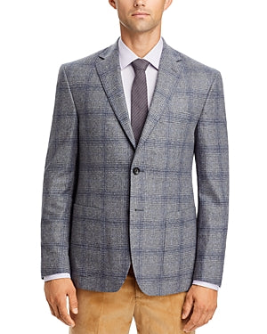 The Men's Store  Windowpane Sport Coat 46R Grey Blue Plaid