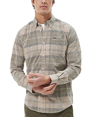 Barbour Mens Blair Tailored Button Down Shirt Brow Plaid Small