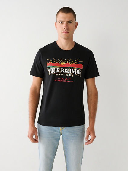 True Religion Mens Short Sleeve Logo T Shirt Medium Black