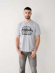 True Religion Men's Short Sleeve Logo T Shirt Grey Large