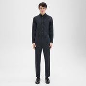 Theory Mens Mayer Slim Fit Wool Flannel Pants Pestle Melange Black 33 x 33