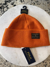 Polo Ralph Lauren Unisex Beanie Hat Orange Wool Osfa Reg