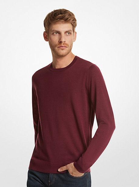Michael Kors Mens Merino Wool Crewneck Sweater Red XL