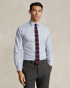 Polo Ralph Lauren Mens Tattersall Custom Fit Button Down Shirt Blue White Small