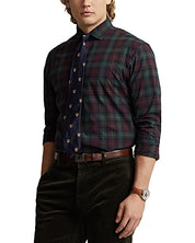 Polo Ralph Lauren Mens Plaid Poplin Button Down Custom Fit Shirt Green XL