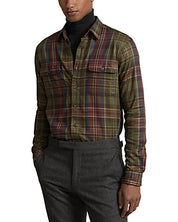 Polo Ralph Lauren Mens Plaid Twill Custom Fit Button Down Shirt Brown Red 2XL