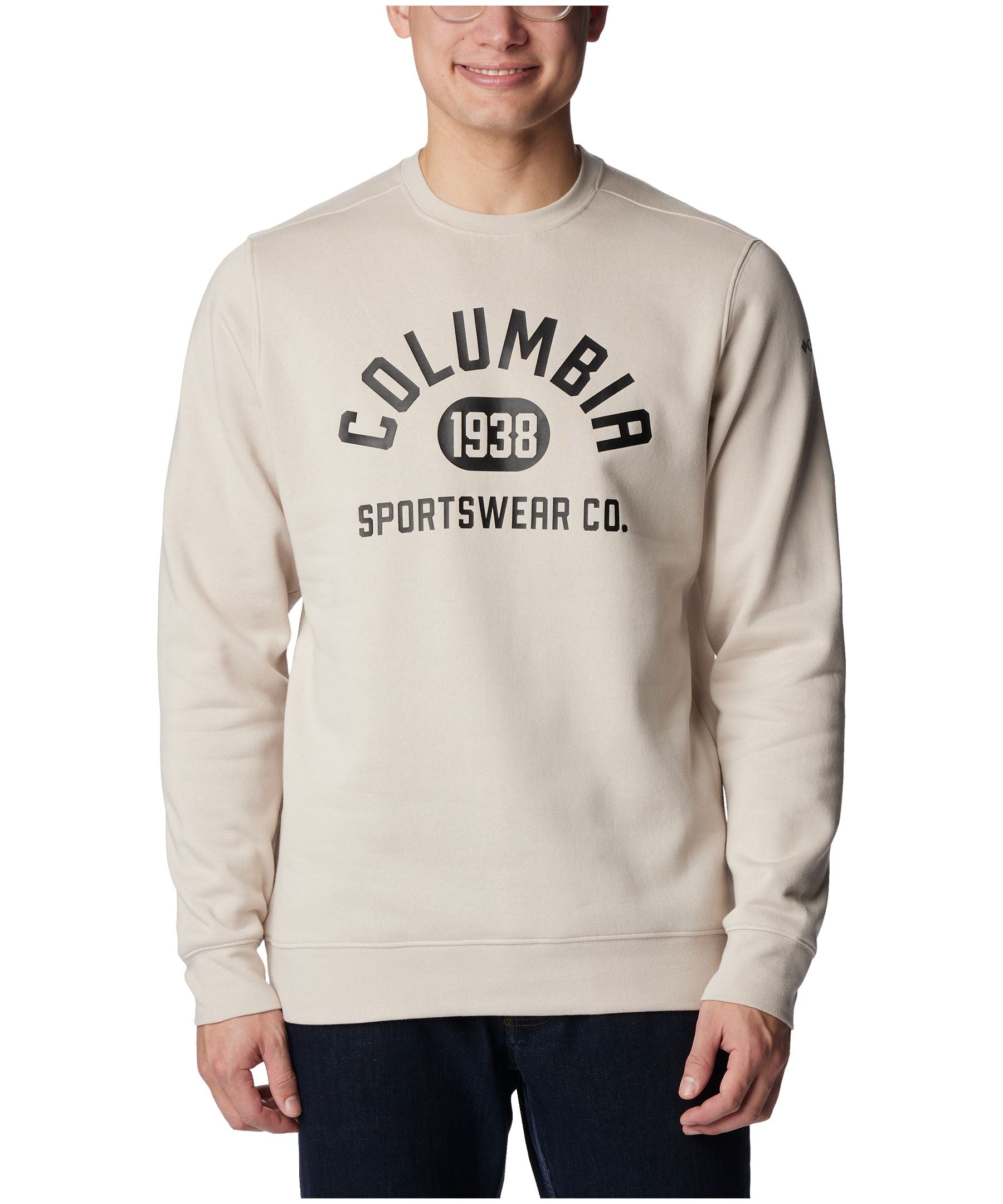 Columbia Mens Regular fit Crewneck Graphic  Sweatshirt XXL Beige Solid