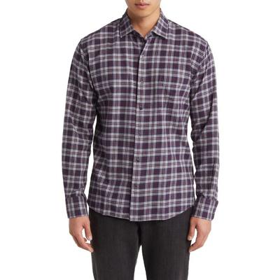 Peter Millar Crown Maywood Long Sleeve Mens Button Up Shirt Grey Plaid Large