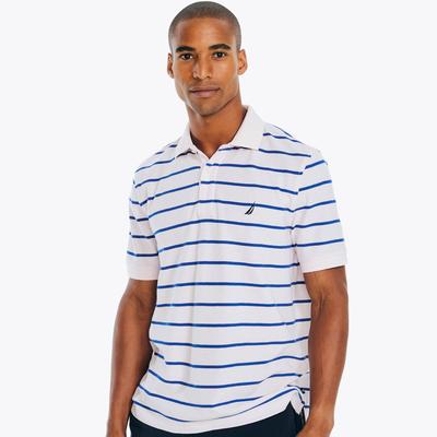 Nautica Mens Classic fit Short Sleeve Polo Shirt XL Pink White Striped