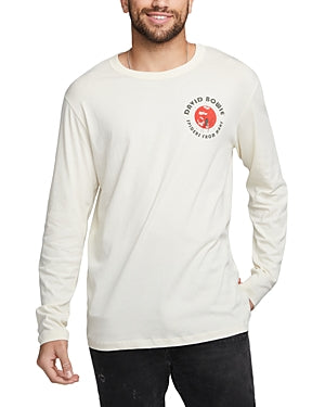 Chaser Mens David Bowie Long Sleeve Graphic Crewneck T Shirt Almond Small