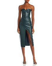 Bardot Womens Kai Faux Leather Midi Dress Size 2 Evergreen Green