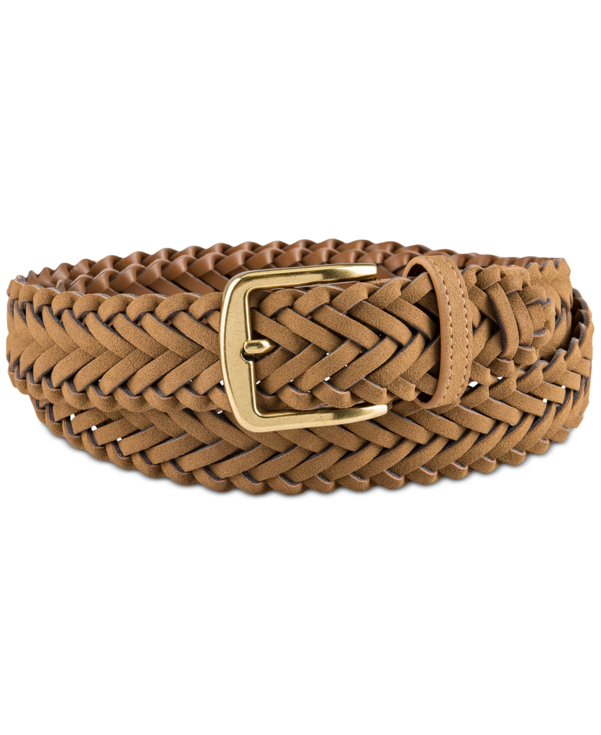 Club Room Mens Faux Suede Braided Belt Apparelbelt XL 42-44 Beige