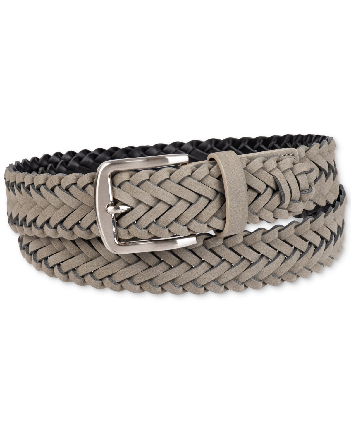 Club Room Mens Faux Suede Braided Belt Apparelbelt Medium 34-36 Grey