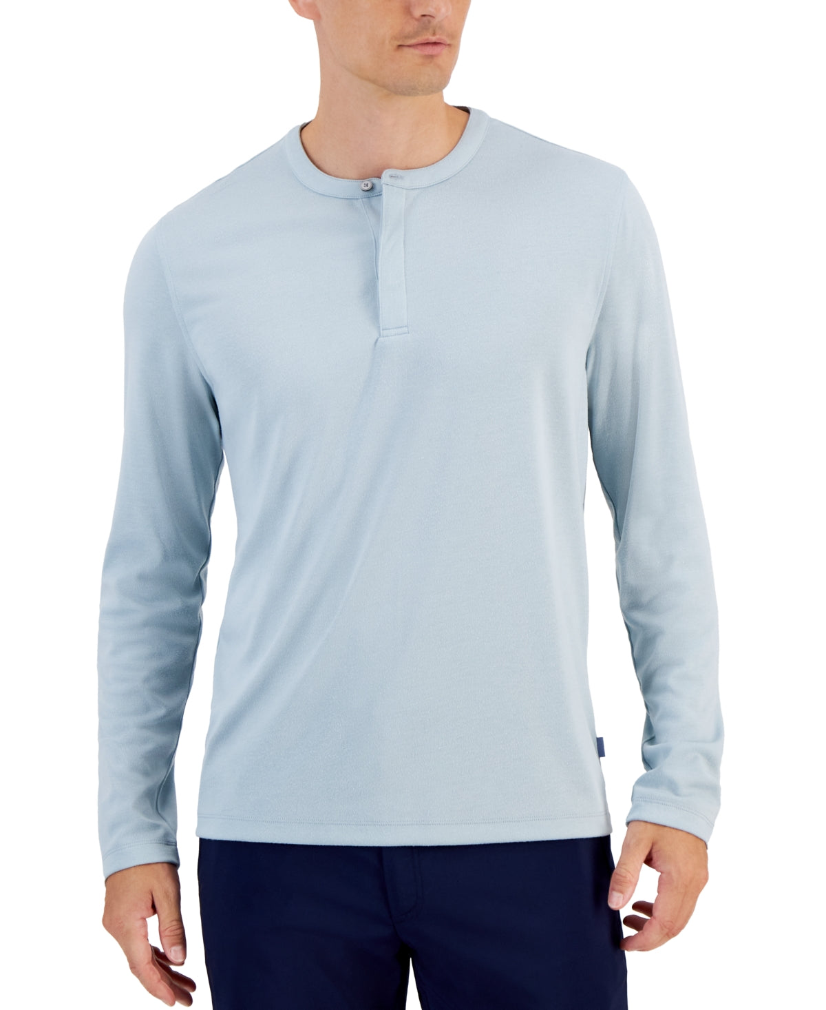 Alfani Mens Regular fit Long Sleeve T-Shirt Shirt XL Blue Solid