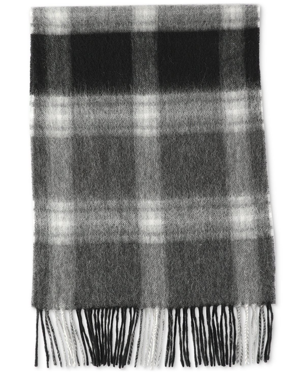 Club Room Mens Scarf One Size Grey Black Plaid Cashmere