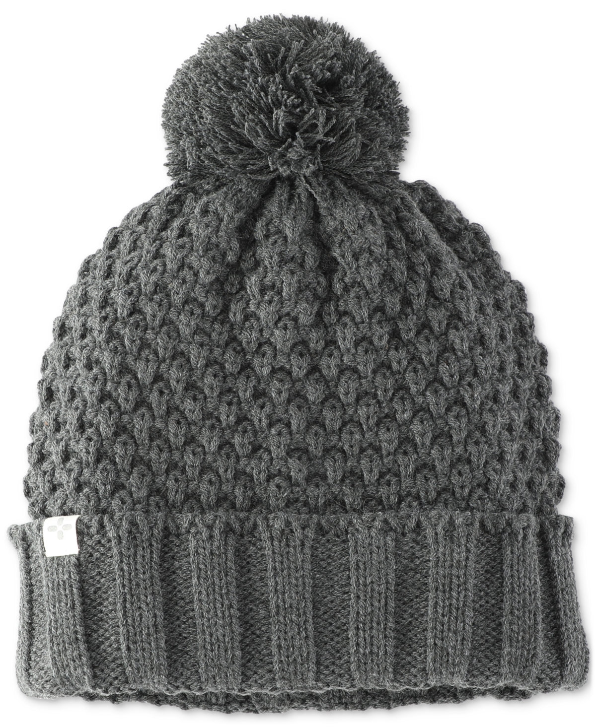 Sun + Stone Mens Textured-Knit Cuffed Pom-Pom Beanies Gray Grey