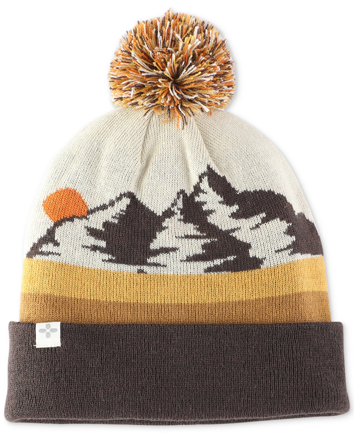 Sun + Stone Mens Mountain Pom-Pom Beanie Hat Brown