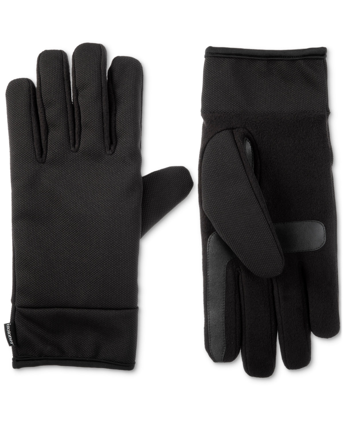 Isotoner Signature Mens Lined Water Repellent Tech Stretch Gloves Black Medium