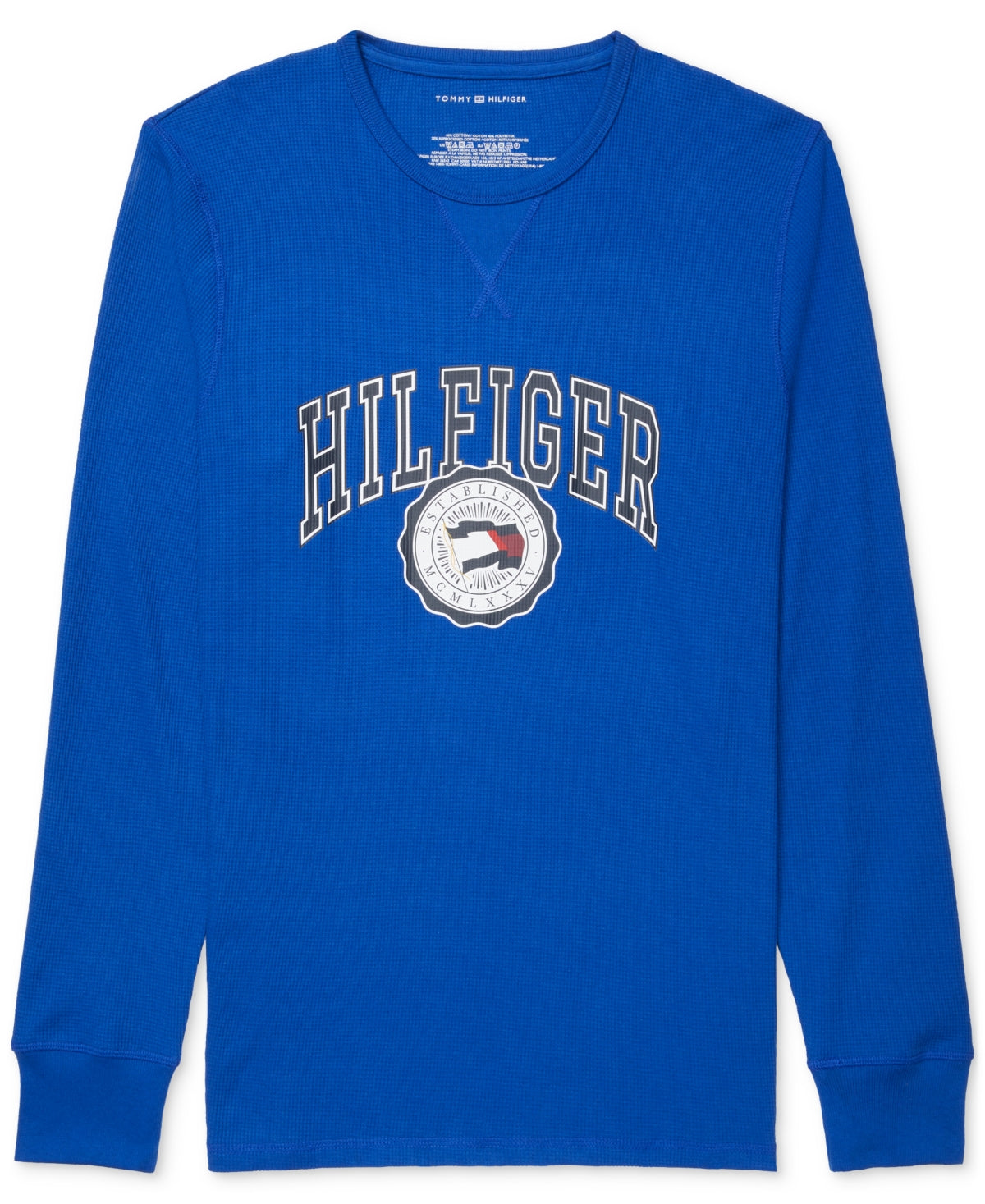Tommy Hilfiger Men's Waffle Knit Long Sleeve Sleep Shirt Ink Blue XL