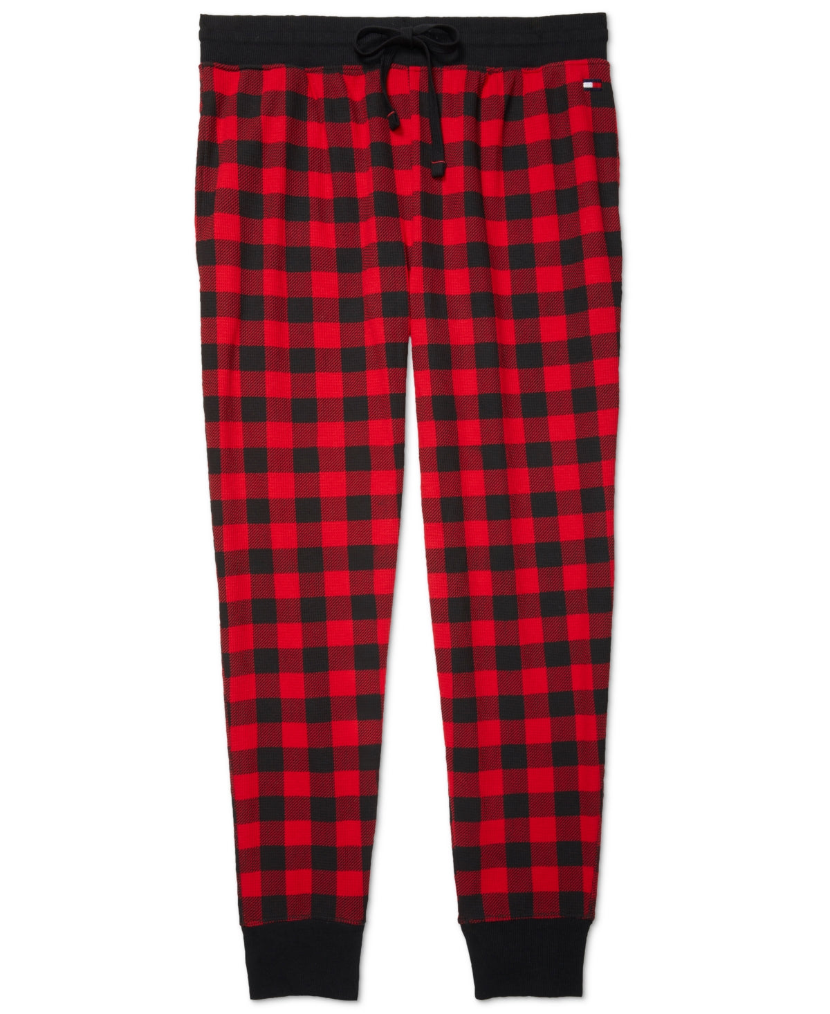 Tommy Hilfiger Mens Regular fit Waffle Knit Jogger Pants Pajamas XXL Red Black