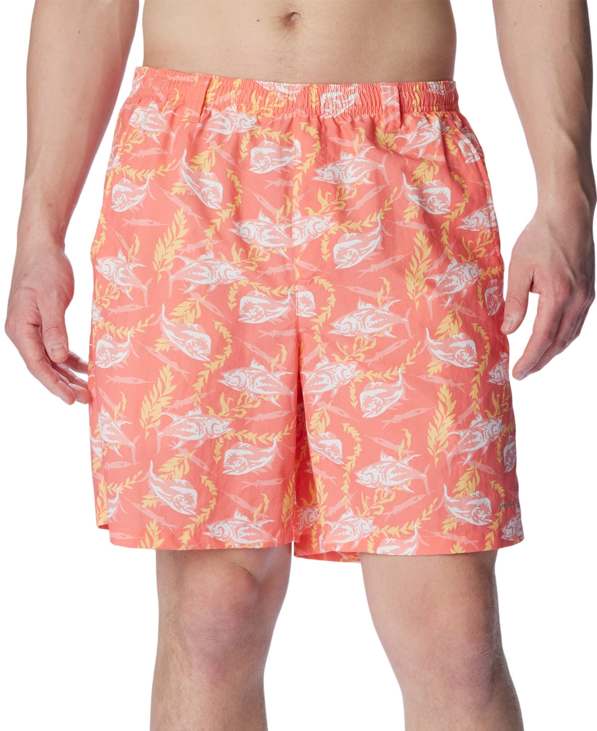 Columbia Mens Regular fit Swim Trunks Swimwear Medium Orange Fish Print