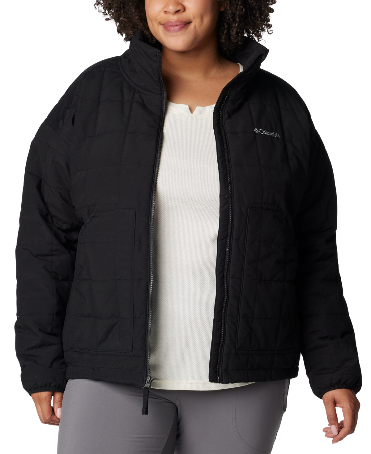 Columbia Womens Regular fit Quilted Coat 1X Black Solid