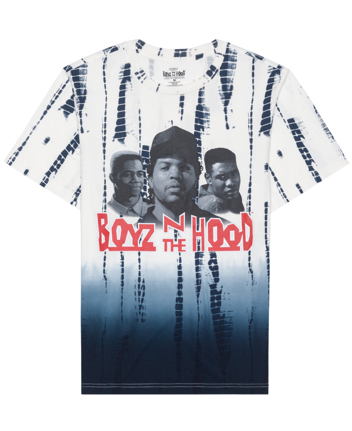 Hybrid Mens Boyz Washed Short Sleeve T Shirt Dip Dye Blue White Small