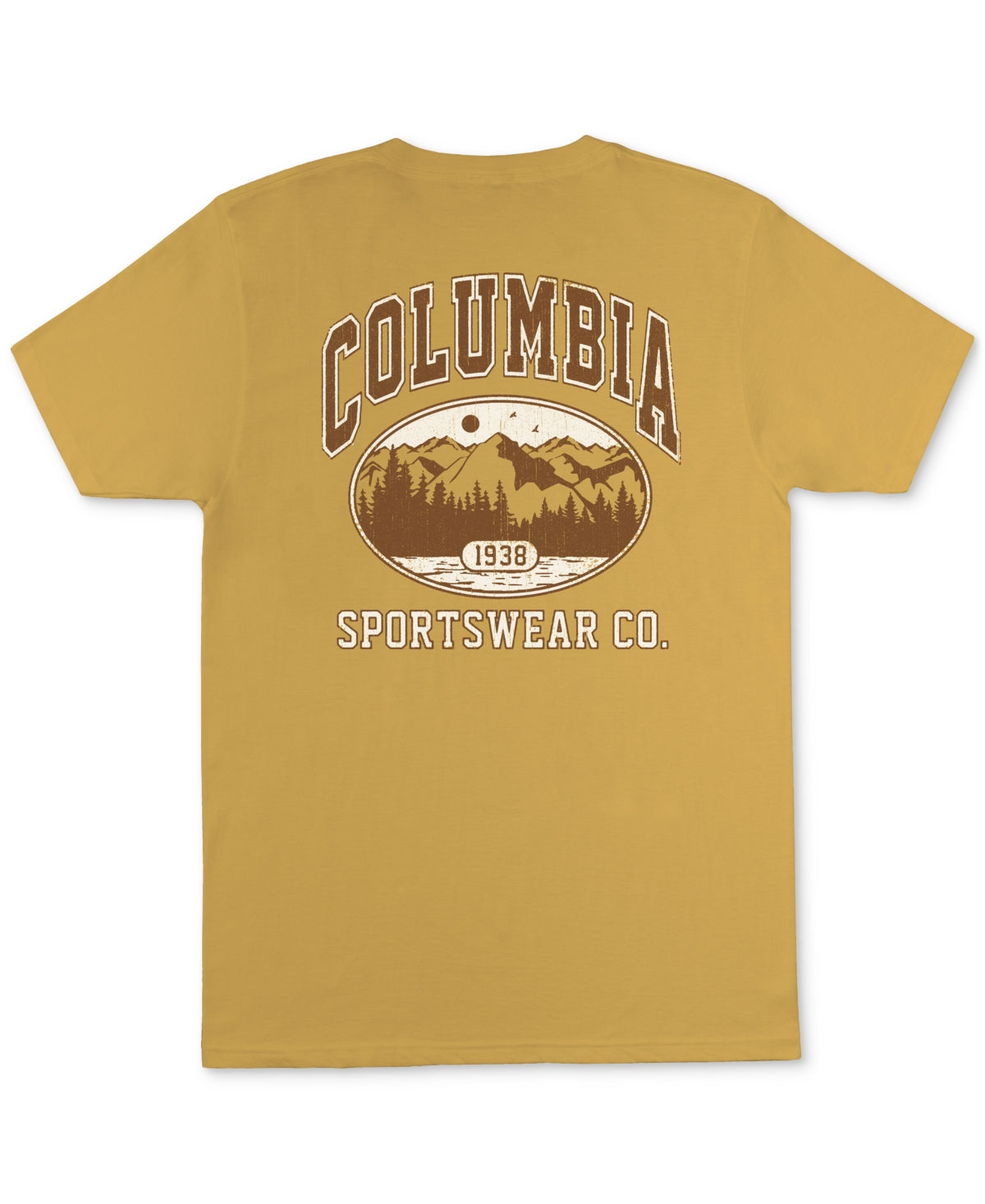 Columbia Mens Ivy Short Sleeve Logo Graphic T Shirt Mustard Yellow Medium