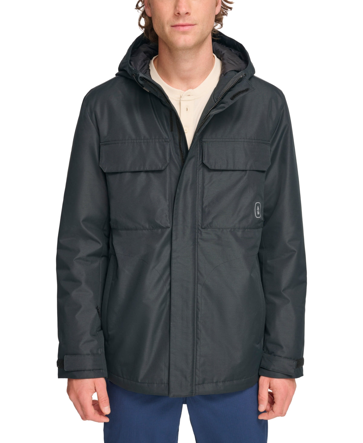 BASS OUTDOOR Mens Performance Hooded Pocket Jacket Moonless Night XL