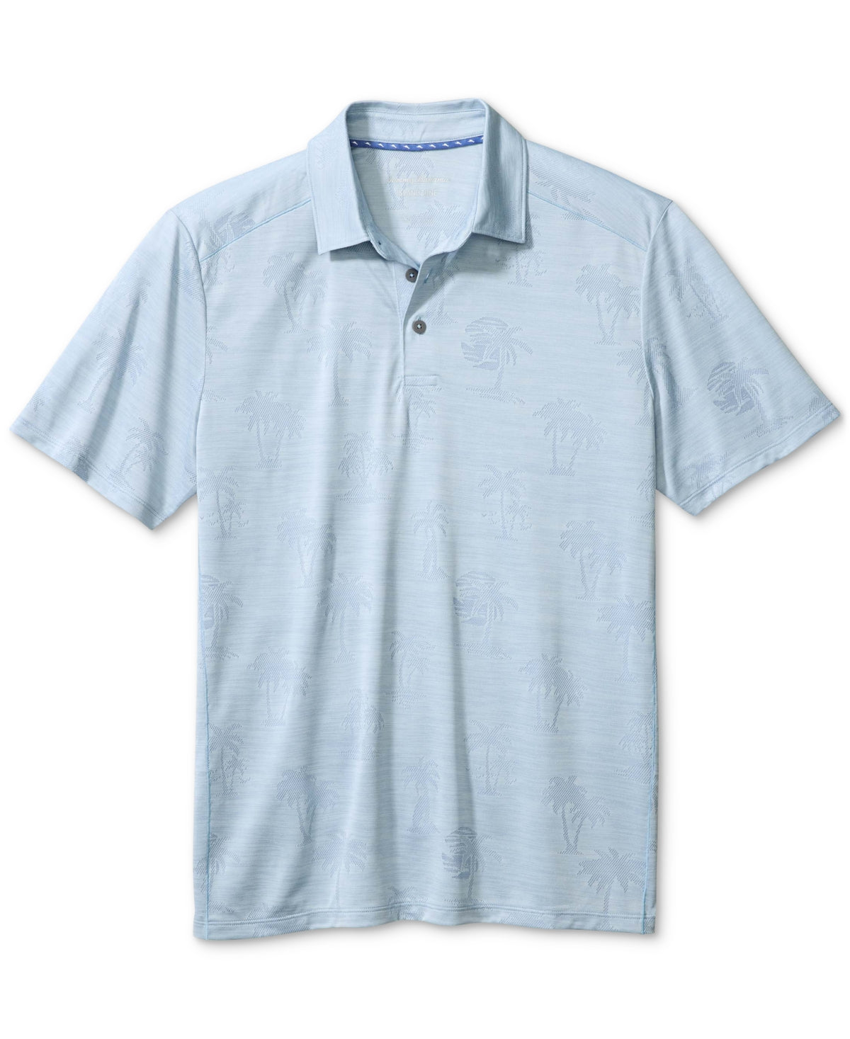 Tommy Bahama Mens Palm Coast Performance Short Sleeve Polo Shirt Silver Blue 2XL